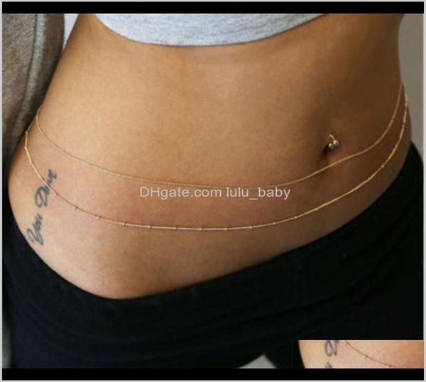 

chains fashion goldsier double layer beads waist for women summer belly beach body chain ornament jewelry cdbyp kbphg4665764, Silver