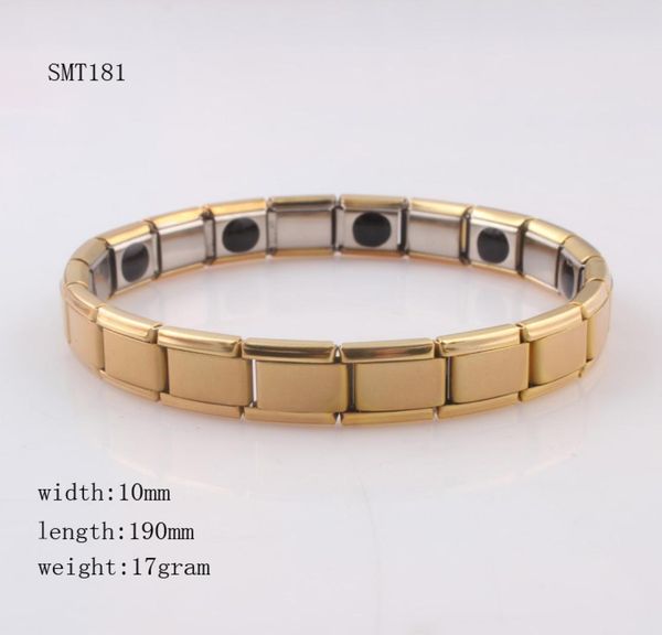 

b37096 christmas gift 18k gold health titanium power magnetic bracelet wristbands energy bands1342250, Golden;silver
