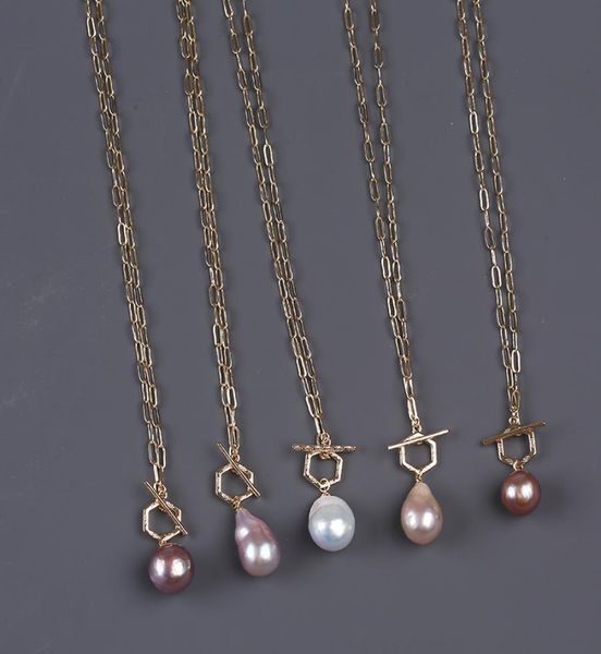 

natural baroque style fresh water pearl pendant gold copper chain long sweater necklace for women and men girls039 jewelry1355433, Silver