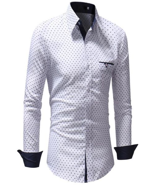 

men039s shirts 2018 brand fashion male shirt longsleeves polka dot casual shirt mens dress shirts slim xxxl8675397, White;black