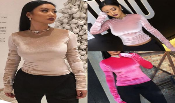 

fashion winter autumn women velvet warm velour tee shirt femme long sleeve basic t shirt elegant blusas feminina3522078, White