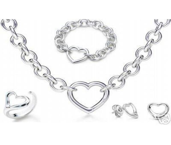 

designer jewelry heart lock new jewelry sets 925 sterling silver bracelet and necklace sets fashion womens jewelry sets with box3026750
