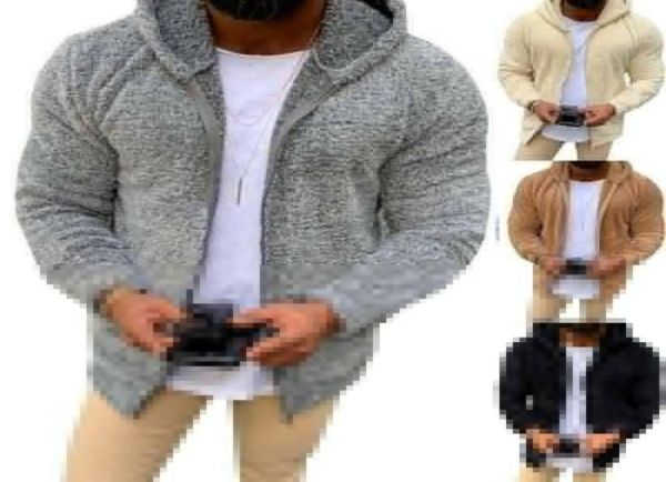 

men039s jackets mans winter teddy bear fleece hoodie jacket coat hooded warm fluffy outwear2523327, Black;brown