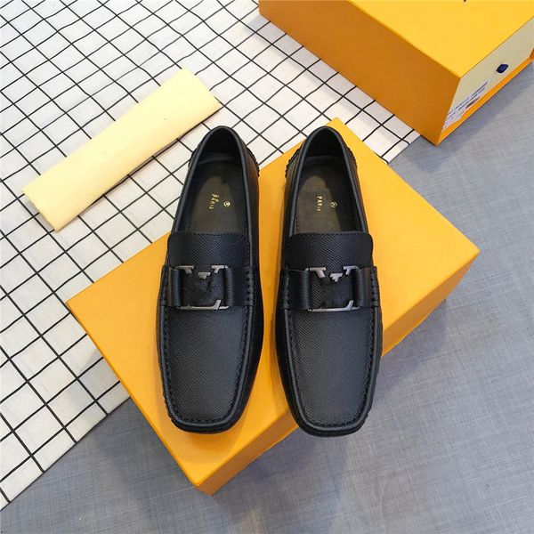 

fashion luxury men's casual shoes brand mens designer dress shoes classic genuine leather mens loafer plus size 46 classic, Black