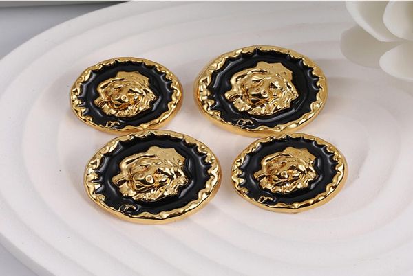 

metal lion head diy sewing button round animal buttons for coat shirt sweater suit 332136, Black