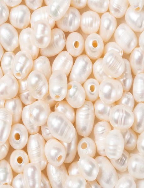 

100pcs natural freshwater cultured pearls beads large hole loose beads1500878, White