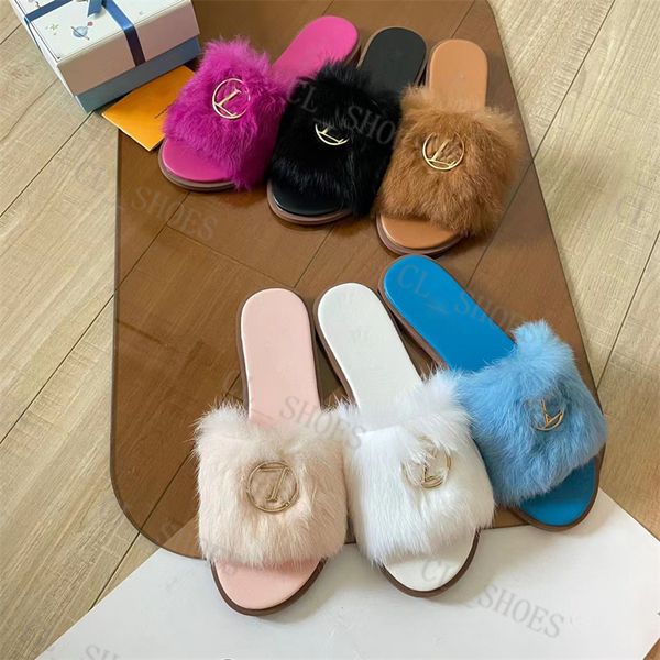 

designer slippers real hair slippers women fur raccoon fluffy sliders furry summer flats sweet ladies shoes, Black