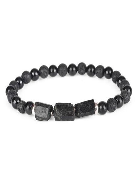 

natural rough black tourmaline healing stone bead combo 6mm matte onyx lava energy customized energy bracelet for man women1760050
