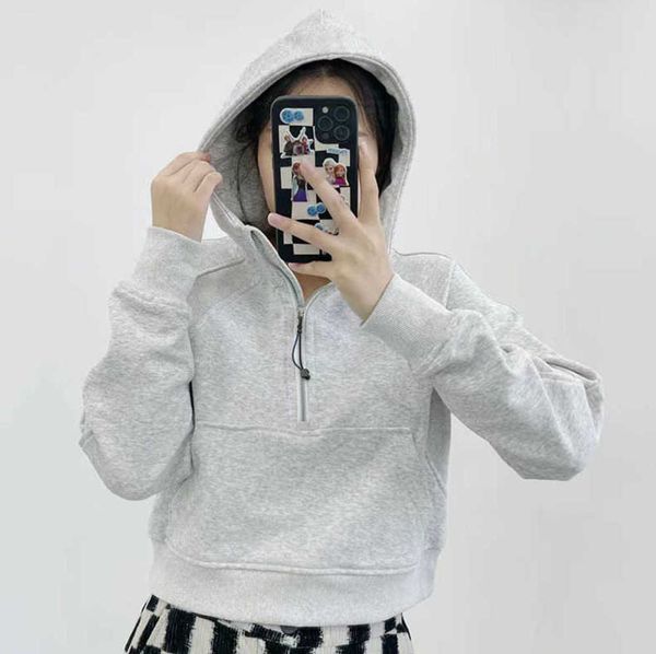 

running yoga wear women sport jacket half zipper yoga coat clothes lu-03 quick dry fitness outfits running hoodies thumb hole sportwear gym, Black