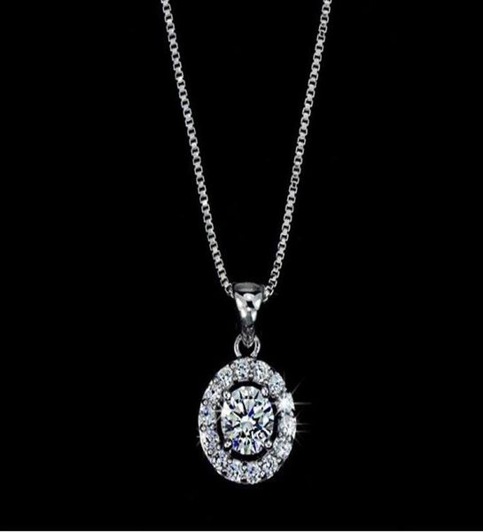 

fashion designer necklaces big circle cz diamond pendant necklace with box chain for women white zircon jewery for wedding party2089837, Silver