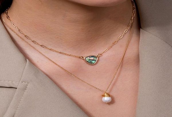 

natural freshwater pearl necklace abalone shell necklace retro long fashion necklaces 2020 chains jewelry9440291, Silver