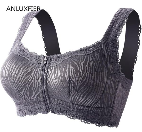 

h9721 artificial prosthesis bra after breast cancer surgery no steel ring lingerie front zipper light soft breathable underwear 203640561, Red;black