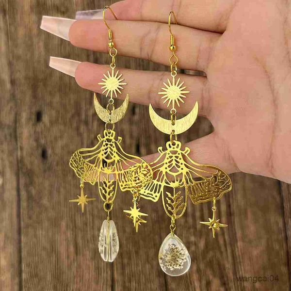 

charm butterfly earrings for women fashion simple sun moon lady logistics pendant earrings birthday jewelry direct r230901, Golden