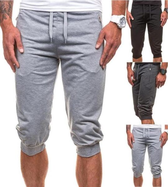 

men039s pants men gym summer shorts joggers running pocket lace up hlaf elasticated waist casual sweatpants2993260, Black