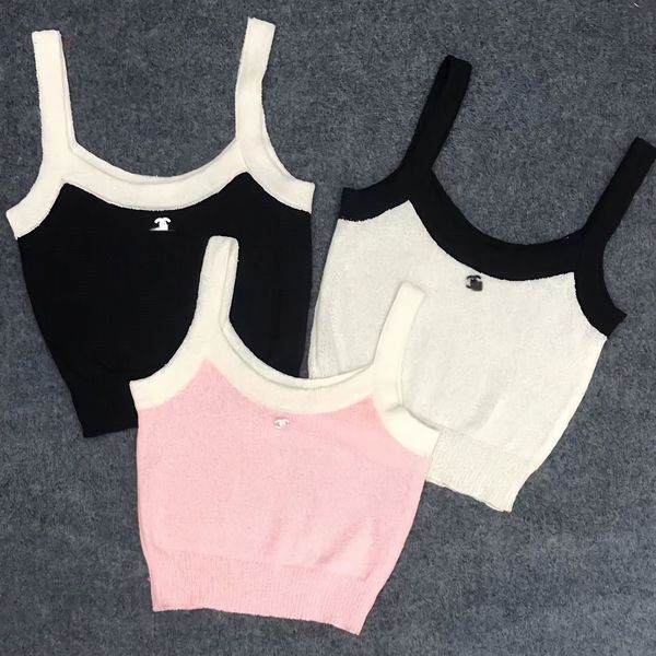 

women's shirt mivmiv designer fashion brand real time p of the french style knitted camisole for 23 spring/summer new with a matching b, White;black