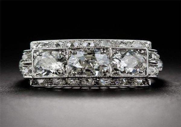 

retro trendy white zircon women finger ring simple square stone wedding engagement ring jewelry gifts aneis feminino size 6105722016, Golden;silver