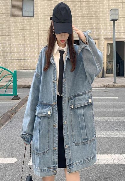 

women039s jackets plus size jean jacket women spring autumn fashion lapel long sleeve korean denim woman vintage loose big pock2591688, Black;brown