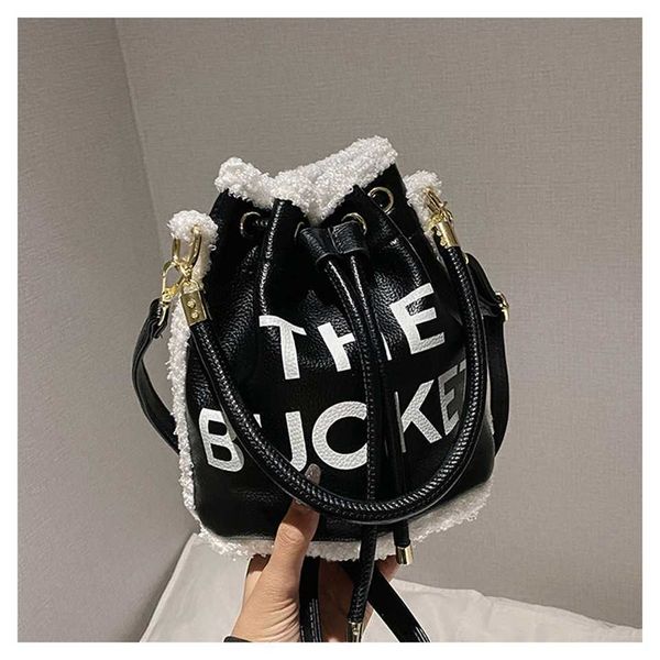 

women 2023 new fashion selling lamb hair water bucket with printing for women's shoulder bag 70% off outlet clearance