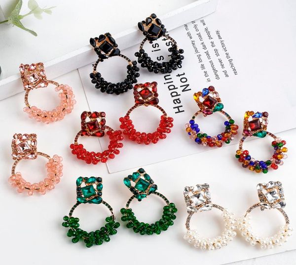 

shiny 2020 round pendant colorful crystals dangle drop earrings metal rhinestone vintage earrings accessories for women5225349, Silver