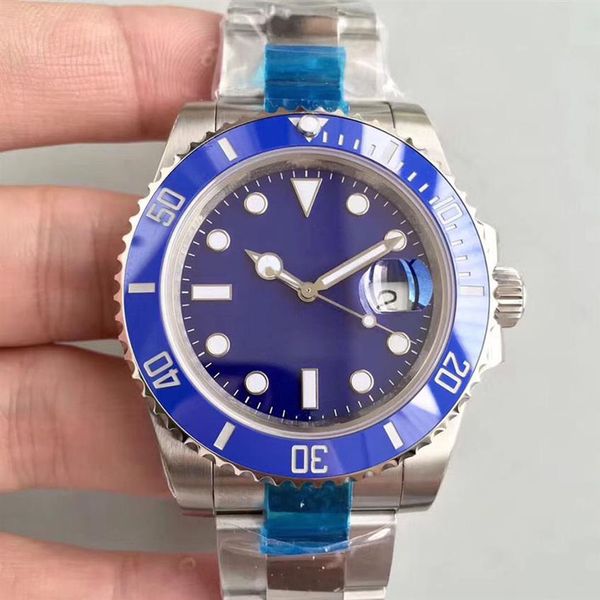 

watch blue ceramic bezel sapphire dial stainless steel st9 40mm automatic mechanical movement mens men wristwatches216t, Slivery;brown