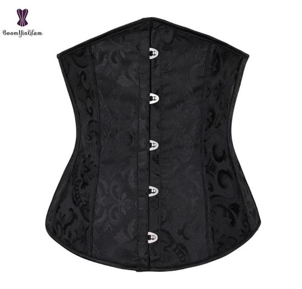 

women underbust corset jacquard white black lace up boned waist trainer bustier bauques corselet xs6xl5799849, Black;white