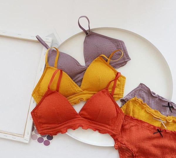 

bra set for cotton within thin pad for girls teens underwear sets teenagers young ladies lingerie pure color underwear kids11906819, Red;black