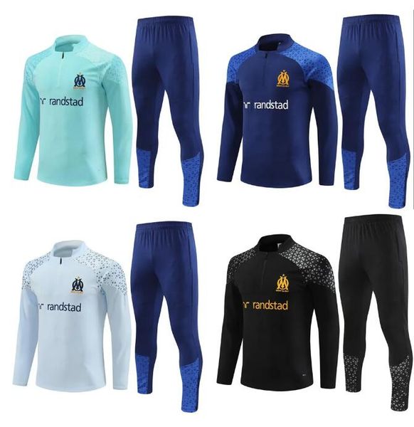 

kids men soccer tracksuits milik payet marseilles survetement jacket 22 23 24 fottball training suit veste maillot de foot olympique om trac, Black;yellow