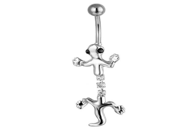 

d0572 clear color gecko style belly navel stud01234569866190, Silver