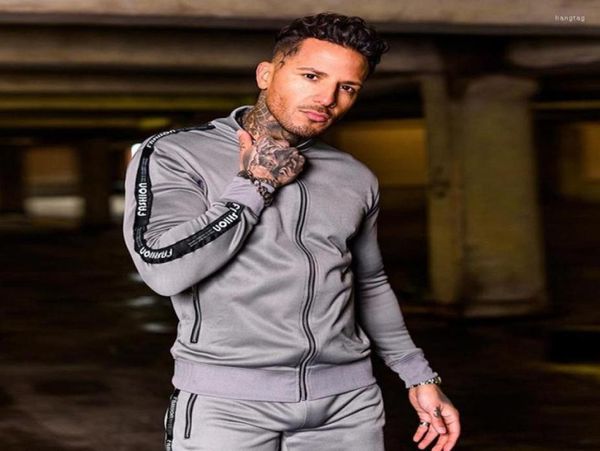 

men039s tracksuits men039s tracksuit men set polyester slim fit sweat suits mens jogger sets coats and pants for7405783, Gray
