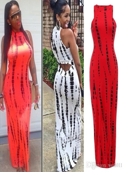 

fashion 2020 women tank dress casual vestido print lady summer bandage bodycon stretch party clubwear long maxi dress7302233, Black;gray