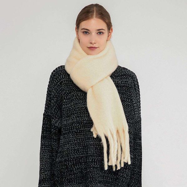 

wool scarf autumn and winter pure color soft mohair thick warm shawl, Blue;gray