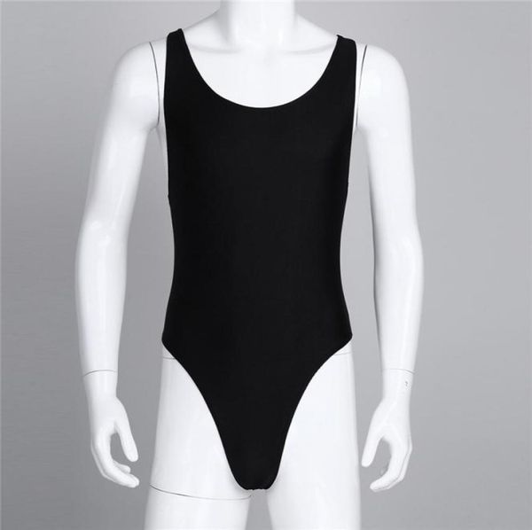

msemis men onepiece high cut bodysuit leotard singlet underwear sleeveless bodysuit com bojo thong leotard with bulge pouch new7234535, Black;brown