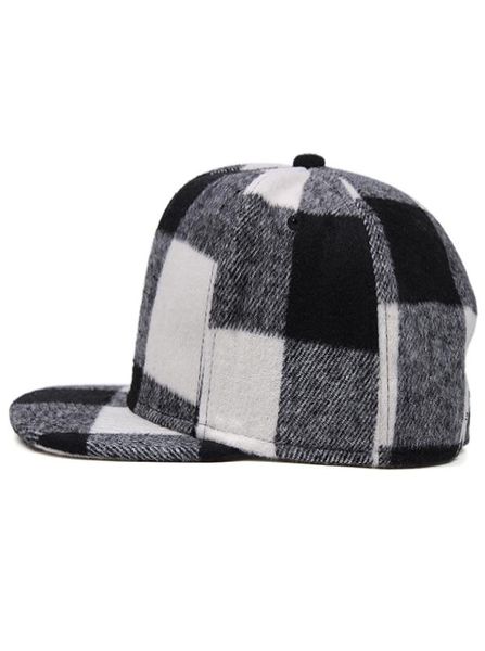 

classic white plaid baseball cap for men adjustable snapback hat hip hop cap womens baseball caps autumn and winter wool hat9395460, Black;white