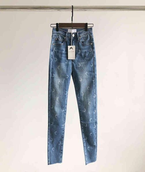 

marina serre 20ss early spring moon print embroidered cropped jeans2147628, Black;white