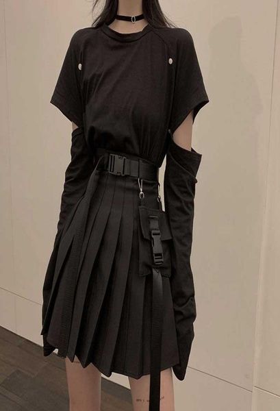 

two piece dress nicemix black set aline women mini high waist skirt streetwear punk style side pocket fashion design pleated2379812, White