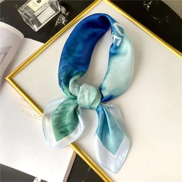 

small square scarf striped plaid female fashionable printed versatile decorative sunblock shawl, Blue;gray