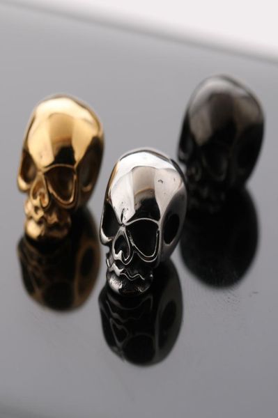 

cool design mens diy handmade bracelet jewelry charm 128mm goldsilverblack plated stainless steel loose skull bead charms2723121, Bronze;silver
