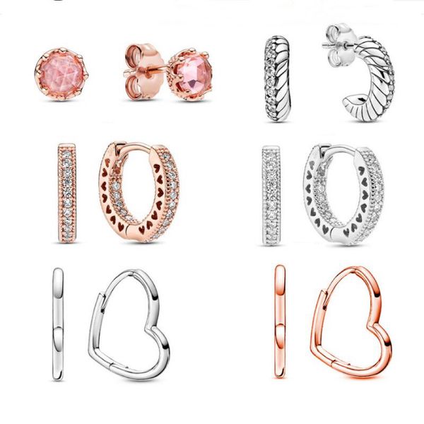 

Authentic Pando Ra Asymmetrical Heart Hoop Earrings 925 Sterling Silve Fine Women Earring Compatible European Style Jewelry 298307C00 Earring