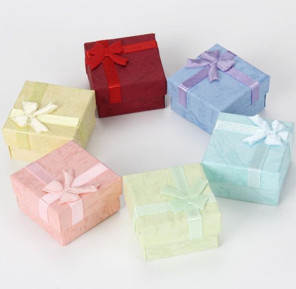 

48 pcs lot 4x4x27cm square ring earring necklace jewelry box gift present case holder 8 colors avilable1839353, Black;white