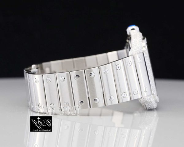 

p7jk iced out diamonds lab grown watch dign stainls steel stylish custom hip hop luxury case men hip hop big diamond men watch1e3c, Silver