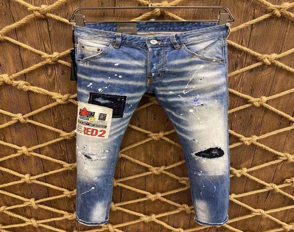 

21s mens jeans designer ripped skinny trousers moto biker hole slim fashion brand distressed ture denim pants hip hop men d2 9807 2392377, Blue