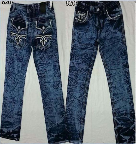 

new hip hop fashion mens rock revival jeans shorts classic denim pants designers casual trousers straight jean mens robin biker je9446556, Blue