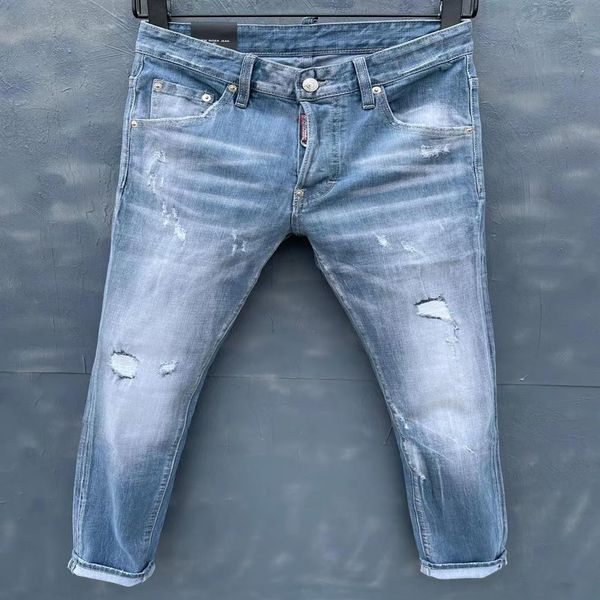

fashion men jeans mens slim casual pants elastic trousers light blue fit loose cotton denim brand jeans for male2306