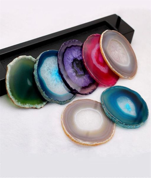 

jewelry pouches bags 1 piece purple crystal polished natural geode stone cup display lnsulation mat decoration for home wedding4043005, Pink;blue