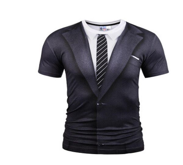 

mr1991inc summer o neck t shirts fashion fake two pieces suit style 3d printing tees men short sleeves funny t shirt2912481, White;black