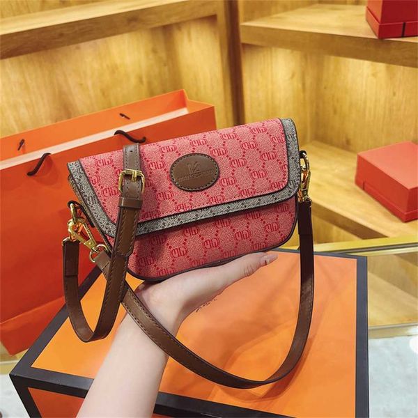 

red 2023 new popular fashion print cross small square for women single shoulder bag off wholesale