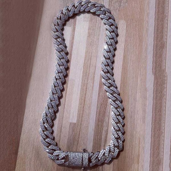 

wholesale 12mm iced out diamond prong chain gold custom, Silver