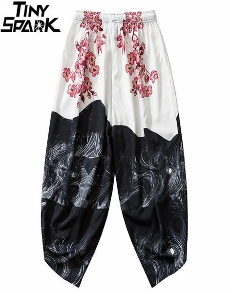 

2020 hip hop japanese sweatpants joggers mens streetwear harajuku floral printed baggy pants casual thin japan style trousers7816908, Black
