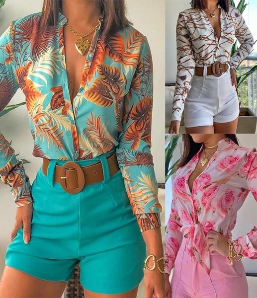 

spring new light ripe long sleeve printed stand collar shirt summer women temperament blouses button fashion style clothing s1252548, White