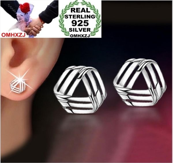 

omhxzj whole fashion jewelry lovely flow rhyme geometric no allergy real 925 sterling silver stud earrings ys589581432, Golden;silver